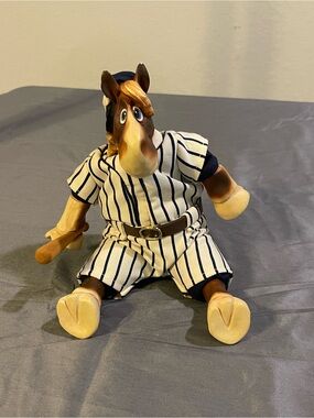 Vintage Russ Berrie Shoeless Joe Baseball Horse Figurine Country Folks 8" Shelf